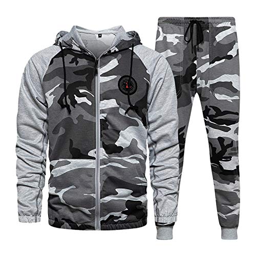 yeslucas Jogginganzug Trainingsanzug Herren Anzug Baumwolle Sportanzug Treninganzug Jogging Sportbekleidung Freizeitanzug Hausanzug Streetwear TZ57-Grey-L von yeslucas