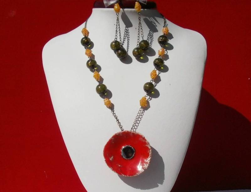 Roter Mohn Keramik Halskette Roter Mohn Keramik Halskette von yette24bis