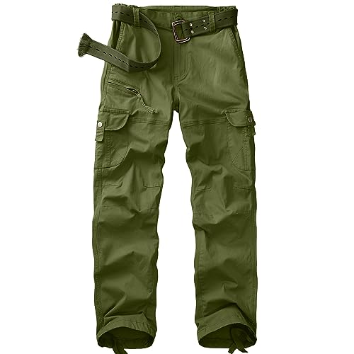 yeyity Cargohose Damen Hosen Multi Taschen Wanderhose Outdoorhose Baumwolle Arbeitshose Jogginghose Relaxed-Fit Trekkinghose Militär Hose Streetwear(Amy Green,2087,48) von yeyity
