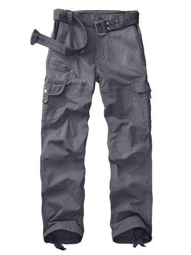 yeyity Cargohose Damen Hosen Multi Taschen Wanderhose Outdoorhose Baumwolle Arbeitshose Jogginghose Relaxed-Fit Trekkinghose Militär Hose Streetwear(Grey,2087,32) von yeyity