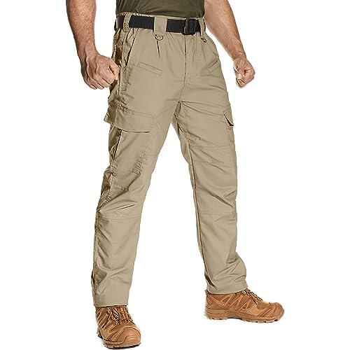 yeyity Cargohose Herren Ripstop Militär Taktische Hose Stretch Outdoor Hosen für Herren Leichte Arbeitshose Männer Wandernhose(9923,Khaki,36) von yeyity