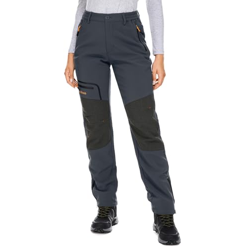 yeyity Damen Wanderhose Wasserdicht Softshellhose Skihose Winddicht Warm Gefüttert Winter Outdoorhose Schneehose Snowboardhose Trekkinghose(6081,Grau,M) von yeyity