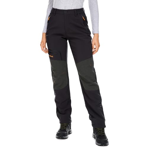 yeyity Damen Wanderhose Wasserdicht Softshellhose Skihose Winddicht Warm Gefüttert Winter Outdoorhose Schneehose Snowboardhose Trekkinghose(6081,Schwarz,XL) von yeyity