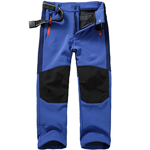 yeyity Kinder Softshellhose Skihose Gefüttert Cargohose Wasserdicht Thermohose Jungen Mädchen Schneehose Winter Outdoorhose Wanderhose(16010,Dark Blue,XXL) von yeyity