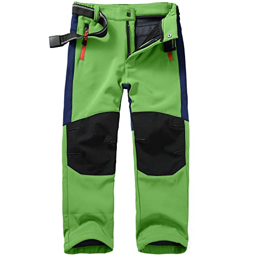 yeyity Kinder Softshellhose Skihose Gefüttert Cargohose Wasserdicht Thermohose Jungen Mädchen Schneehose Winter Outdoorhose Wanderhose(16010,Green,L) von yeyity