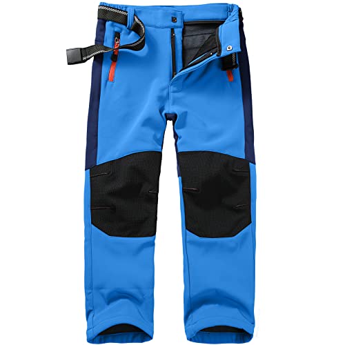 yeyity Kinder Softshellhose Jungen Mädchen Cargohose Gefüttert Wanderhose Wasserdicht Thermohose Schneehose Winter Outdoorhose 16010 Light Blue XXL von yeyity