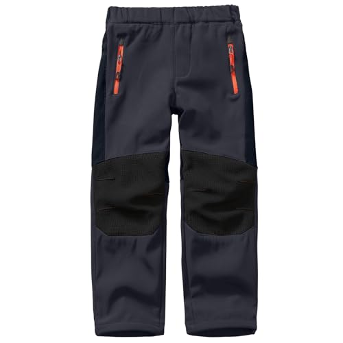 yeyity Kinder Softshellhose Skihose Gefüttert Cargohose Wasserdicht Thermohose Jungen Mädchen Schneehose Winter Outdoorhose Wanderhose(16010,Grey-New,M) von yeyity