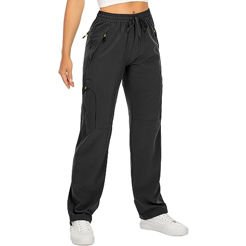 yeyity Wanderhose Damen Leichter Quick Dry Outdoorhose Atmungsaktiv Cargohose UV-Schutz Trekkinghose Funktionshose Jogginghose(6608,Black,XL) von yeyity