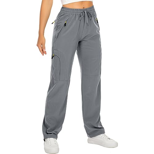 yeyity Wanderhose Damen Leichter Quick Dry Outdoorhose Atmungsaktiv Cargohose UV-Schutz Trekkinghose Funktionshose Jogginghose(6608,Grey,L) von yeyity