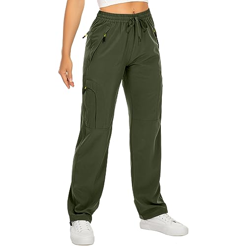 yeyity Wanderhose Damen Leichter Quick Dry Outdoorhose Atmungsaktiv Cargohose UV-Schutz Trekkinghose Funktionshose Jogginghose(6608,amygreen,M) von yeyity