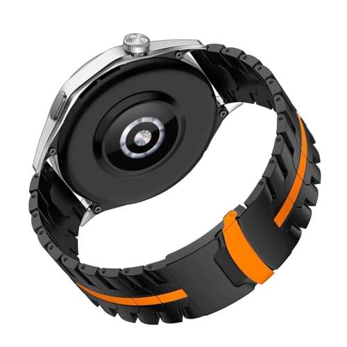 yeziu 22 mm Edelstahlarmband für Huawei Watch Pro GT5 GT4 GT3 Honor GS Pro/GS 3 Uhrenarmband(Black Orange,Honor GS Pro) von yeziu