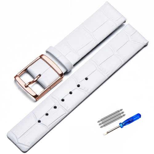 yeziu Bambusmuster Echtes Leder Uhrenarmband Für CK K2G211K2G231K2Y211K2Y231 Armband Kette Dornschließe Herren Armband(Whiterose,18mm) von yeziu