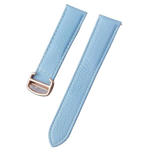 yeziu Echtes Leder Uhrenarmband Für Cartier Tank London Key Uhrenarmband(Linen blue rose,20mm) von yeziu