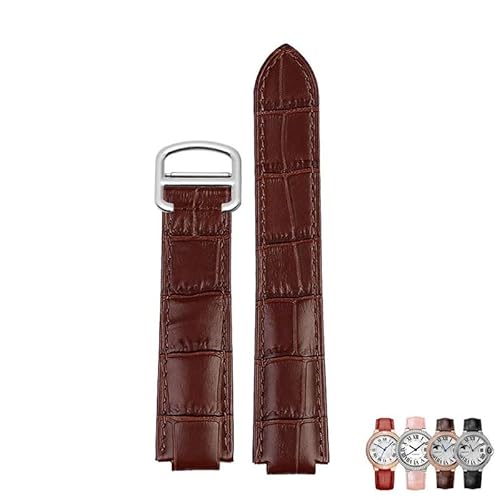 yeziu Echtes Lederarmband Für Cartier Blue Balloon Convex Mund Uhrenarmband Zubehör(Brown silver buckle,18.11mm) von yeziu