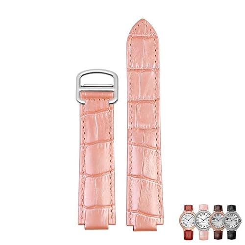 yeziu Echtes Lederarmband Für Cartier Blue Balloon Convex Mund Uhrenarmband Zubehör(Pink silver buckle,14.8mm) von yeziu