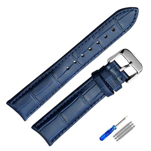 yeziu Echtes Lederarmband für Tissot Herrenuhrarmband(Blue-silver,20mm) von yeziu