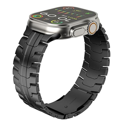 yeziu Edelstahl-Uhrenarmband für Apple Watch Ultra2 Ultra-Metallarmband für IWatch 10 9 8 7 SE(Black,S10 42mm) von yeziu
