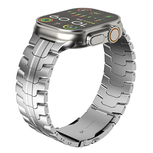 yeziu Edelstahl-Uhrenarmband für Apple Watch Ultra2 Ultra-Metallarmband für IWatch 10 9 8 7 SE(Silver,49mm) von yeziu