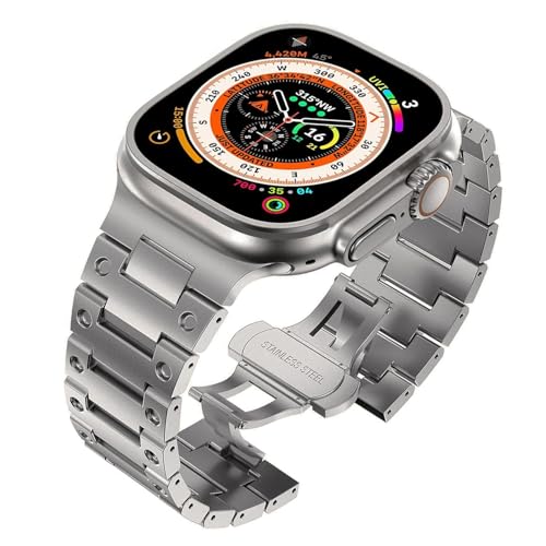 yeziu Edelstahlarmband für Apple Watch Band Ultra 2 Uhrenarmband für iWatch Serie 10 9 8 7 6 5 4 SE(Titanium,49mm) von yeziu