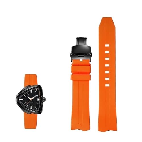 yeziu FKM Armband Für Hamilton Ventura H245950 H245850 H245510 H245550 Armband Uhr Strap(A-orange-black) von yeziu