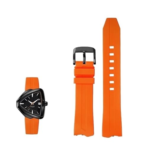 yeziu FKM Armband Für Hamilton Ventura H245950 H245850 H245510 H245550 Armband Uhr Strap(Orange-black) von yeziu