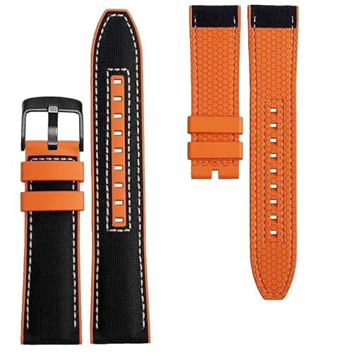 yeziu FKM Uhrenarmband für Mido Helmsman M005 M038.431 M038431a Schnellverschluss Canvas Nylon Armband Armband(Orange beige-black) von yeziu