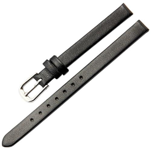 yeziu Fashion Echtes Leder Uhr Armband Frauen Armband Armbanduhr Mini Band Kleine Strap(Black,6mm) von yeziu