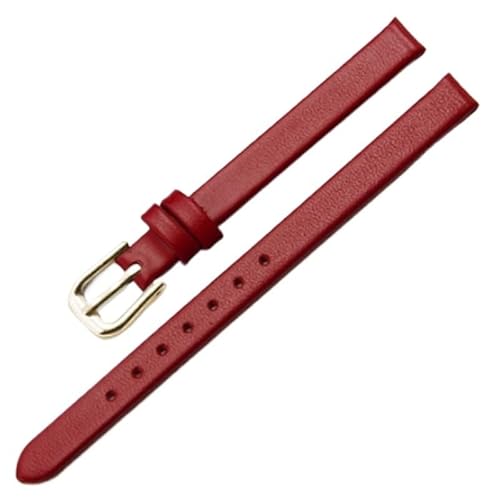yeziu Fashion Echtes Leder Uhr Armband Frauen Armband Armbanduhr Mini Band Kleine Strap(Red,6mm) von yeziu