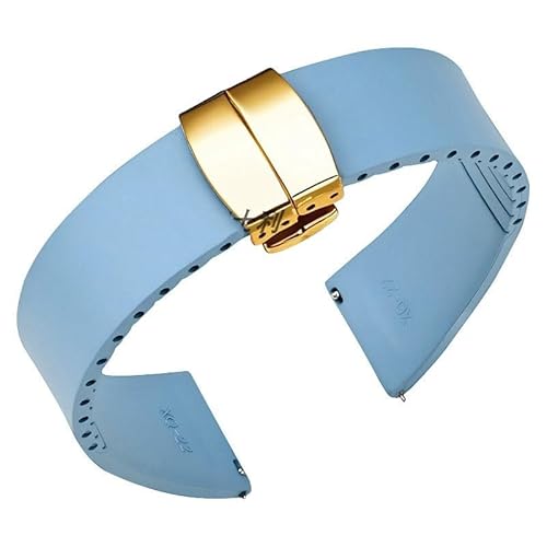 yeziu Fluorelastomer FKM Uhrenarmbänder Für Omega Uhrenarmband Armband Für Cartier(Light blueg,19mm) von yeziu