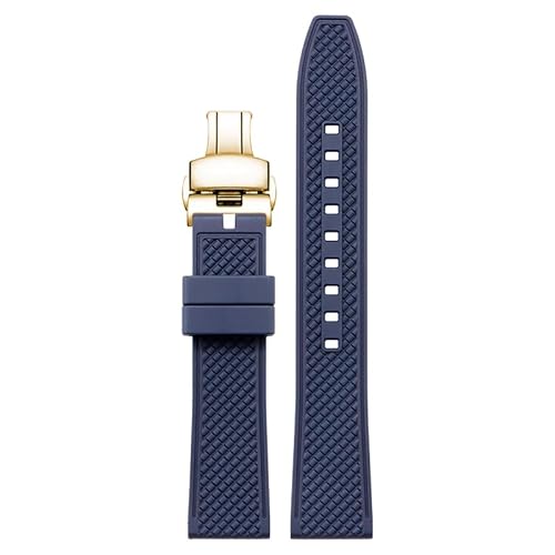 yeziu Fluorkautschuk-Uhrenarmband für Omega, Silikon-Uhrenarmbänder, Armband für Rolex Submariner(Blueg,21mm) von yeziu