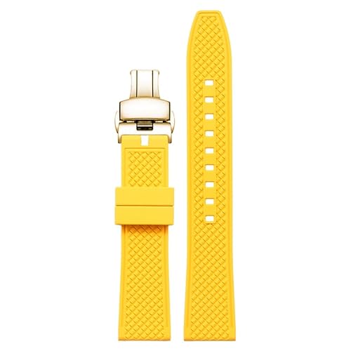 yeziu Fluorkautschuk-Uhrenarmband für Omega, Silikon-Uhrenarmbänder, Armband für Rolex Submariner(Yellowg,19mm) von yeziu