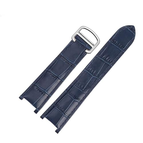 yeziu Herren- Und Damenuhrenarmband Für Cartier Pasha Notch Kalbsleder-Rindslederarmband Mit Schraube(Blue-silver,21mm-15mm) von yeziu