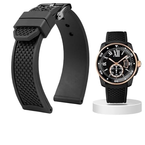 yeziu Kautschukarmband für Cartier Calibre De WSCA0006 Tank London Serie(Blackb,24mm-22mm) von yeziu