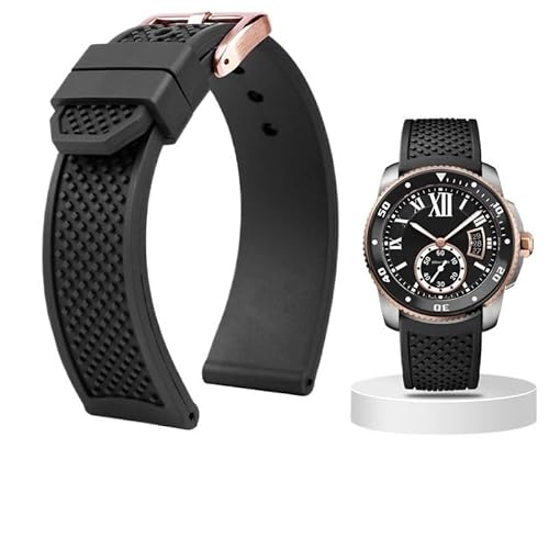 yeziu Kautschukarmband für Cartier Calibre De WSCA0006 Tank London Serie(Blackr,24mm-22mm) von yeziu