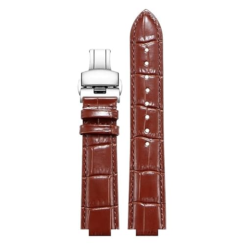 yeziu Konvexes Rindslederarmband für Oris AQUIS 733 730 Tauchsportuhrarmband(Brown silver,24x12mm) von yeziu