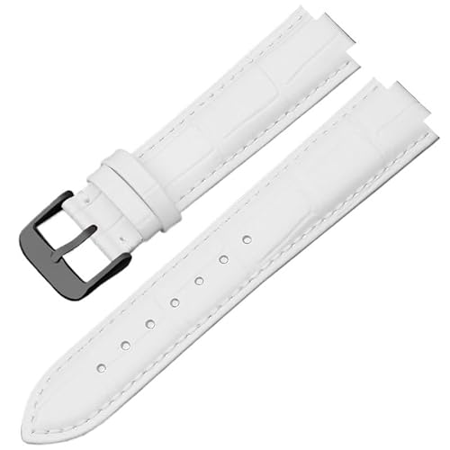 yeziu Konvexes Rindslederarmband für Oris AQUIS 733 730 Tauchsportuhrarmband(White D black,24x11mm) von yeziu