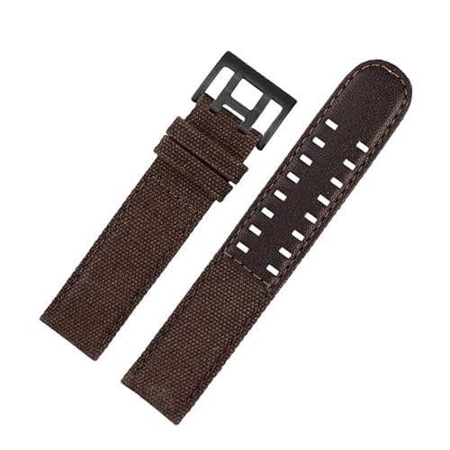 yeziu Leder-Nylon-Uhrenarmband für Hamilton Khaki Field H760250/h77616533/h70605963 H68201993 Herren-Canvas-Uhrenarmband(Brown-black,20mm) von yeziu