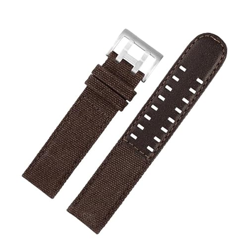 yeziu Leder-Nylon-Uhrenarmband für Hamilton Khaki Field H760250/h77616533/h70605963 H68201993 Herren-Canvas-Uhrenarmband(Brown-silver,22mm) von yeziu