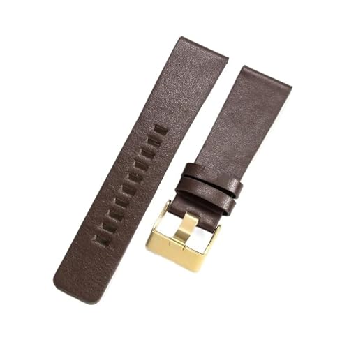 yeziu Leder-Uhrenarmbänder für Diesel Simple Plain Cowhide Coffee Watch Strap(Coffee-Golden-K3,28mm) von yeziu