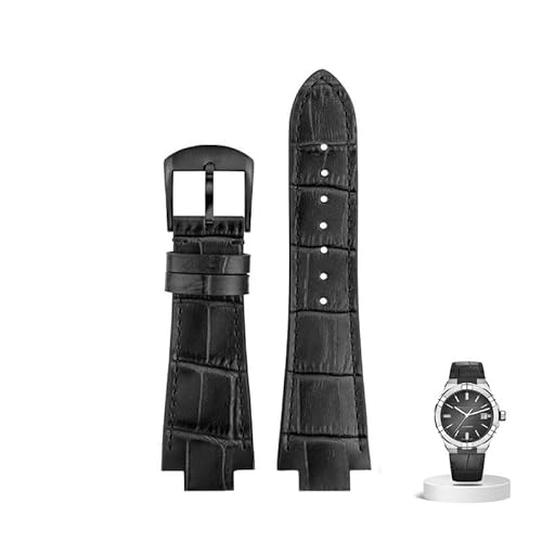 yeziu Leder Uhrenarmband für Maurice Lacroix AIKON AI6008 AI6038 AI6058 Mann Armband Kuh Leder Armband(Black black pin) von yeziu