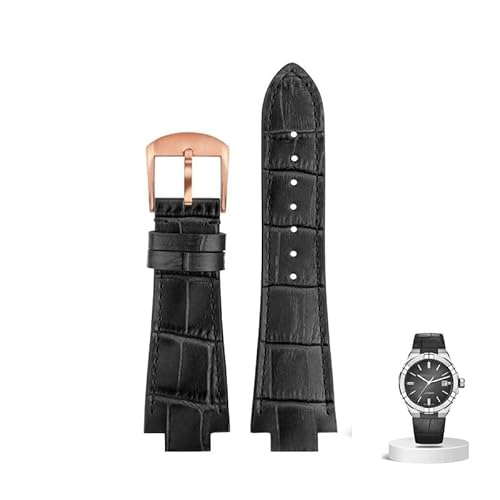 yeziu Leder Uhrenarmband für Maurice Lacroix AIKON AI6008 AI6038 AI6058 Mann Armband Kuh Leder Armband(Black rose pin) von yeziu