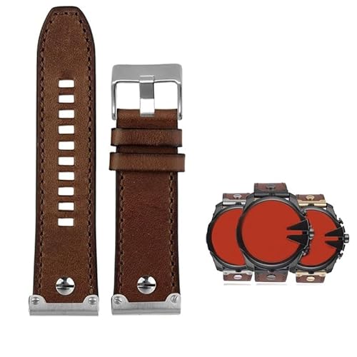 yeziu Lederarmband für Diesel DZ4318 DZ4283 DZ4281 DZ4323 DZ7343 Rindsleder Herrenarmband(A brown silver pin,24mm) von yeziu