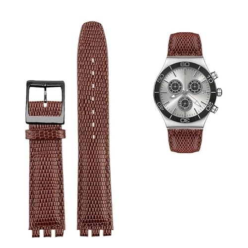 yeziu Lederarmband für Swatch GB274/287/GN239 Uhren, konkav-konvexe Schnittstellen, 17 mm Armband(B brownb) von yeziu