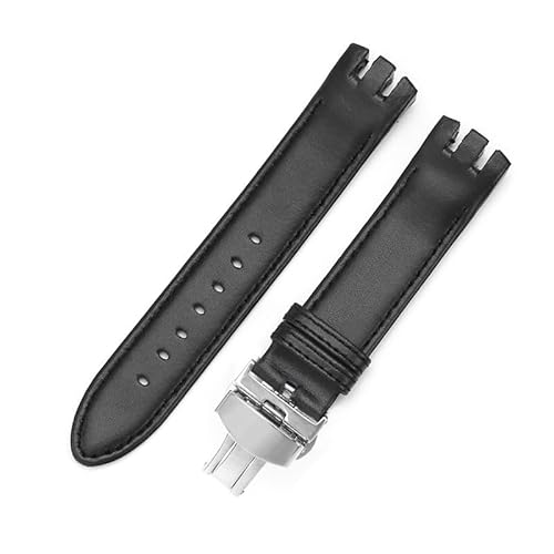 yeziu Lederarmband für Swatch Yts401 402403g Arc Interface Armband Zubehör 20mm(Black-Steel-B1) von yeziu