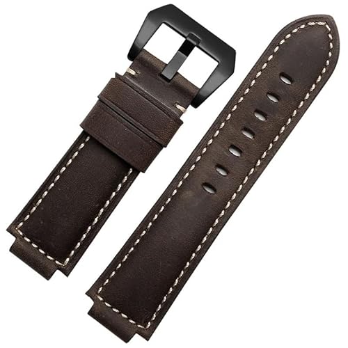 yeziu Lederarmband für Timex Tide T2n720 T2n721 Erhöhtes Mundzubehör Handgelenkband(Dark brown-Black-K11) von yeziu