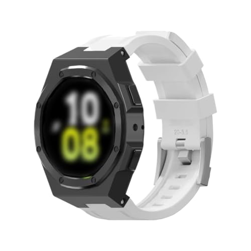 yeziu Luxus-Edelstahl-Mod-Kit für Samsung Galaxy Watch 7 40 44 Metallgehäuse Lünette + Armband Schutzstoßstange für GALAXY 7 Zubehör(Rubber-WB,40mm) von yeziu