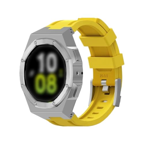 yeziu Luxus-Edelstahl-Mod-Kit für Samsung Galaxy Watch 7 40 44 Metallgehäuse Lünette + Armband Schutzstoßstange für GALAXY 7 Zubehör(Rubber-YS,44mm) von yeziu
