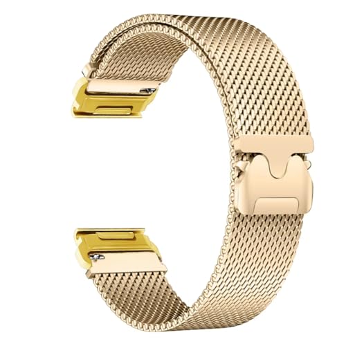 yeziu Magnetisches Edelstahlarmband für Garmin Fenix ​​8 7X 7 Pro Fenix ​​6X 5X 5Plus Tactix 7 Forerunner 965 955 Quick Fit Armband Uhrenarmband(Gold,Feinx 6 6Pro) von yeziu