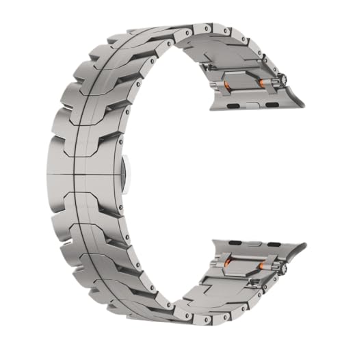 yeziu Metall-Uhrenarmband für Apple Watch Ultra 2 49 mm Serie 10 46 mm Edelstahlarmband für Iwatch 9 7 8 6 5 SE 44 mm 45 mm(Titanium,46mm) von yeziu