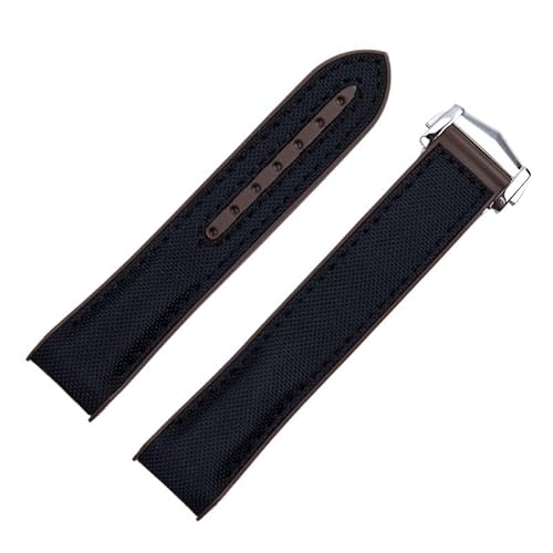 yeziu Nylon-Gummi-Uhrenarmband für Omega 8900 Seamaster 600 300 Planet Ocean(Black brown,20mm) von yeziu